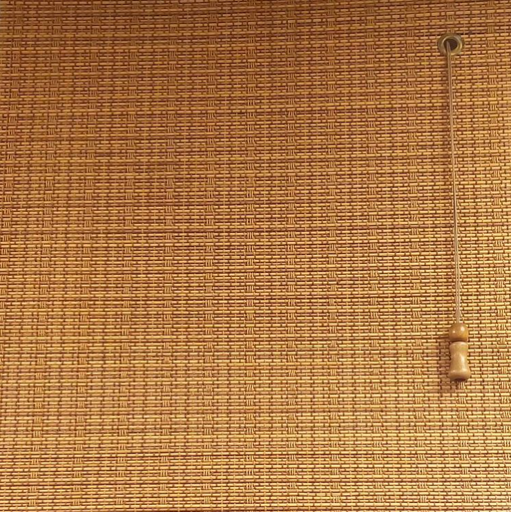 Woven bamboo roller blind texture close up